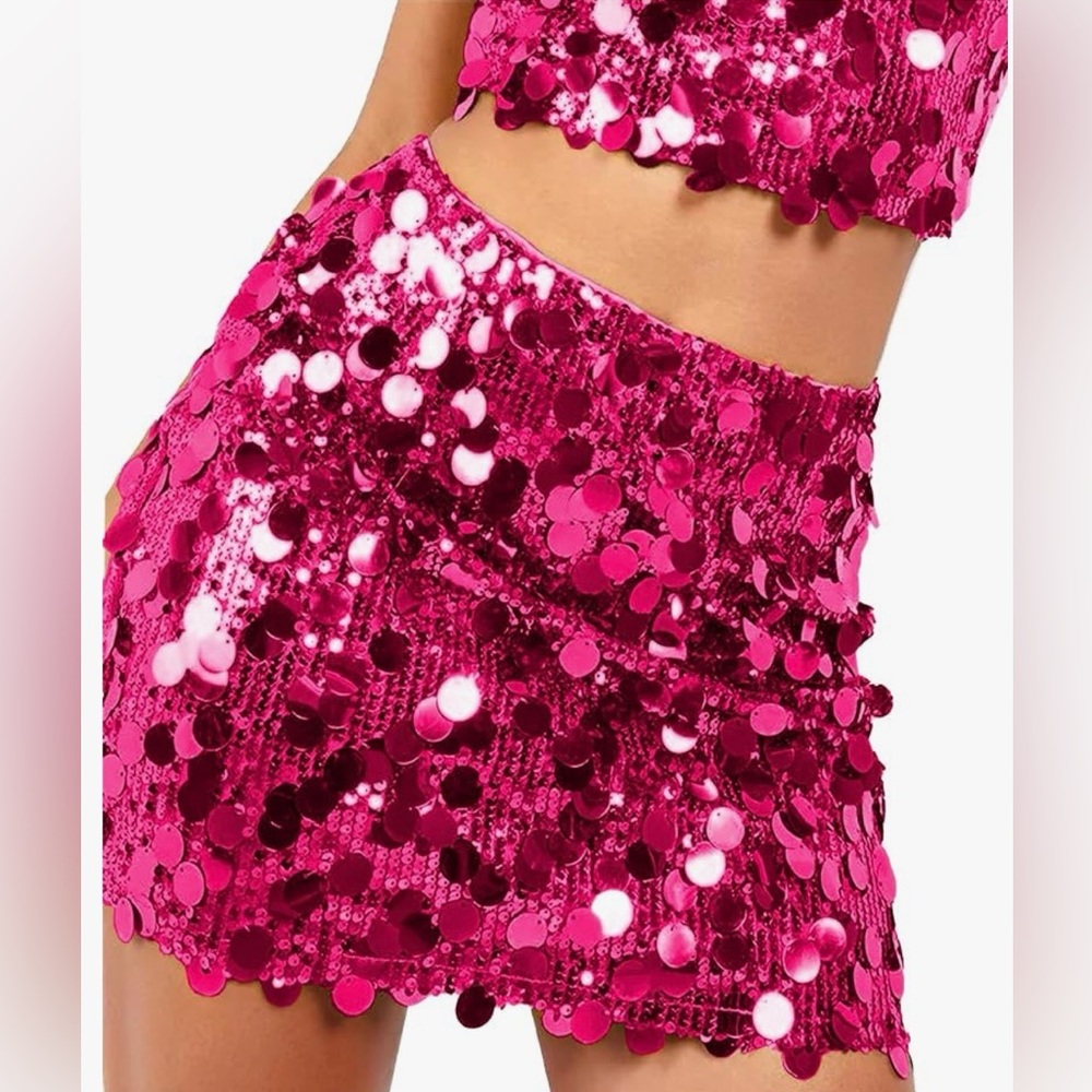 Pink Sequin Mini Skirt